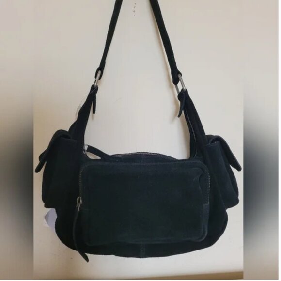 Free People Handbags - Free People NWT Siren Suede Leather Boho Shoulder Tote Black bag